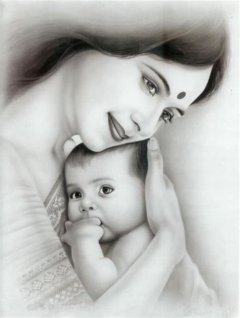 60 Simple Pencil Mother and Child Drawings