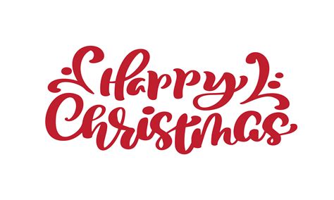 Happy Christmas red vintage calligraphy lettering vector text. For art template design list page ...