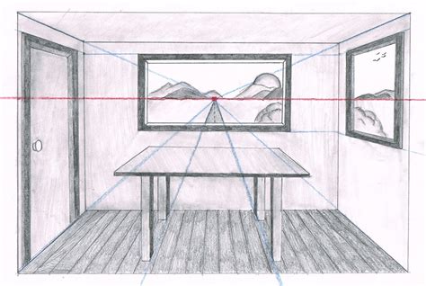 a drawing of a table in front of a window with the words perspective shading on it