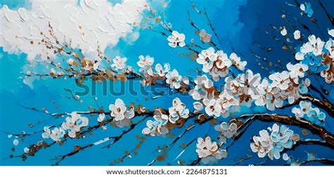 Cherry Sakura Blossom Painting Acrylic Paint Stock Illustration 2264875131 | Shutterstock