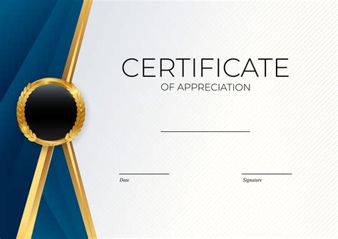 Blue and gold Certificate of achievement template set Background with gold badge and border ...