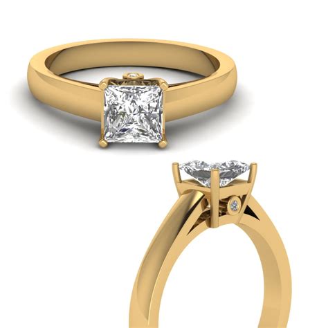 Half Carat Diamond Accented Prong Engagement Ring In 14K Yellow Gold | Fascinating Diamonds