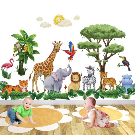 Large Safari Nursery Wall Stickers Watercolour Wall Decals | Etsy