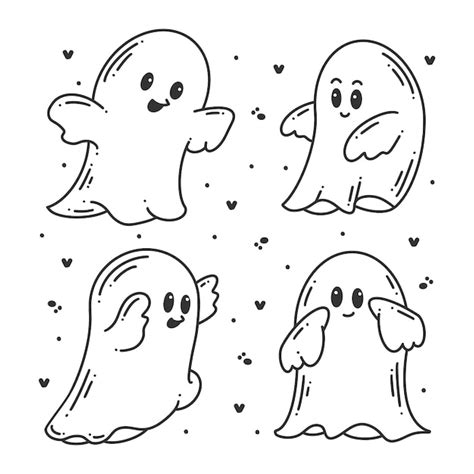 Premium Vector | Hand-drawn halloween cute ghost doodle collection