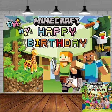 Minecraft Happy Birthday Backdrop Banner Poster Vinyl Party Decoraton 7x5ft | eBay