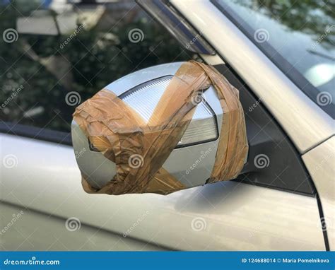 Close Up of Broken Side View Car Mirror Stock Photo - Image of disaster, door: 124688014