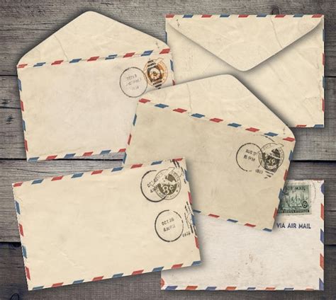 Vintage Air Mail Envelopes Digital Collage Sheet Printables | Etsy