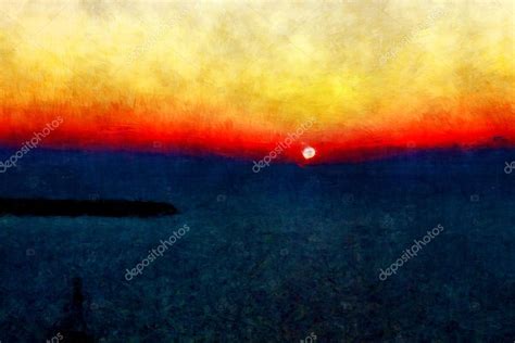 Sunset impressionism oil painting Stock Photo by ©krisleov 106578556