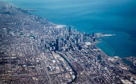 Birds-eye view of city, Chicago, USA, cityscape HD wallpaper | Wallpaper Flare