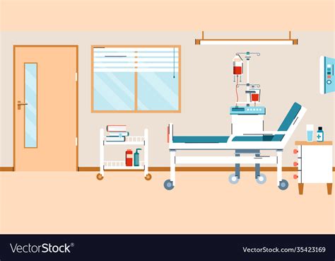 Hospital room with bed and medical equipment Vector Image