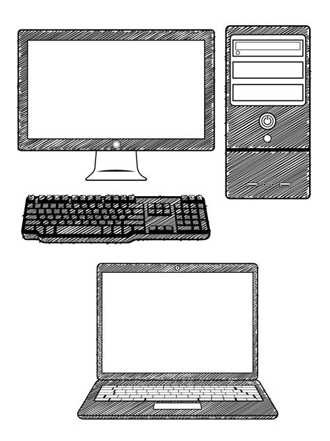 Sketch Computer PC Laptop Doodle Outline Vector Illustration Drawing 2181987 Vector Art at Vecteezy