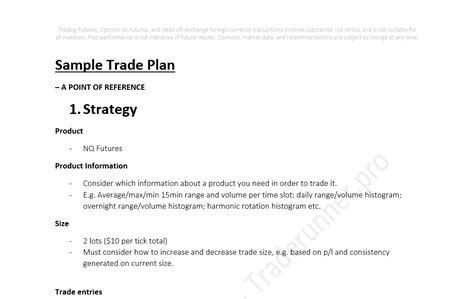 Sample Futures Trading Plan