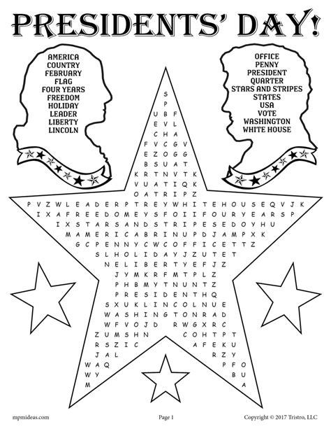 FREE Printable Presidents' Day Word Search! – SupplyMe