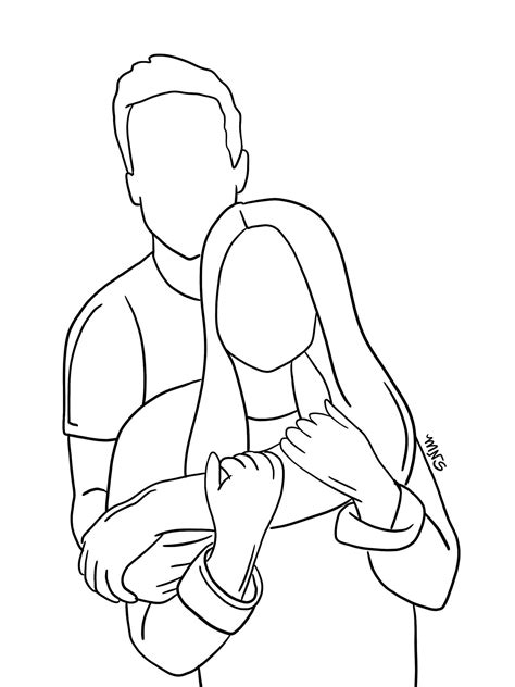 Couple Outline, One to Two People Outline Drawing, Two Person Sketch, Digital Drawing - Etsy ...