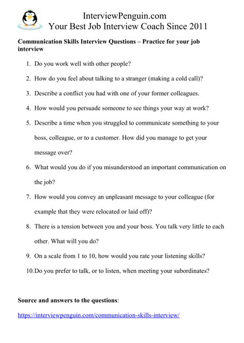 Communication Skills in a Job Interview - Questions & Answers