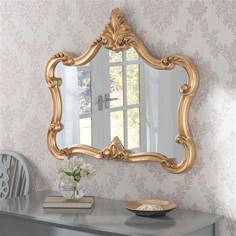 Crested Large Decorative Ornate Framed Wall Mirror: Gold - £165.00 - Mirror Shop