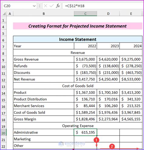 How to Create Format for Projected Financial Statements in Excel