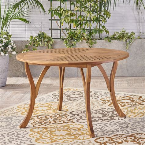 Skye Outdoor 47" Acacia Wood Round Dining Table, Teak - Walmart.com