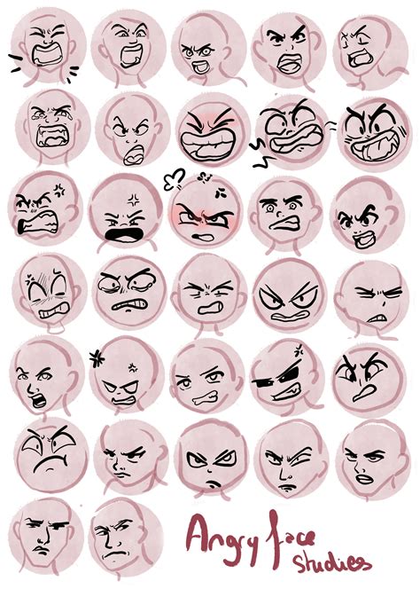 Angry Face Drawing Reference