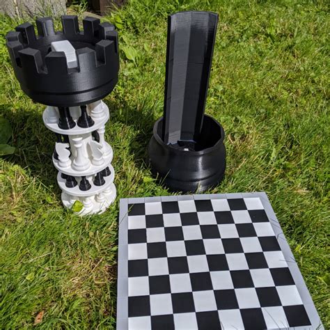 3D Printed Chess Set with Roll-up Board & Carrying Case