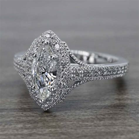 Vintage Marquise Engagement Diamond Ring In White Gold