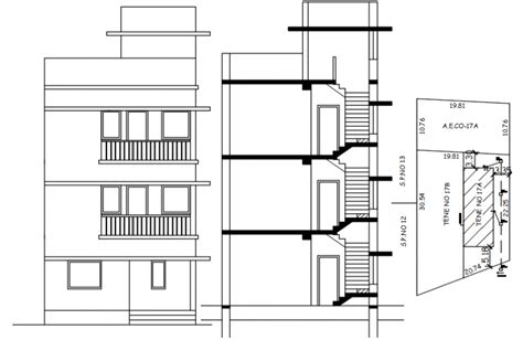 Sectional elevation of a building - Cadbull