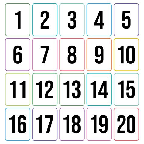 Number Flashcards 1-50 Printable : Flashcards Of Numbers And Number Words 1 To 20 Flashcards 1 ...