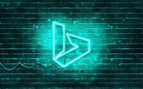 Download wallpapers Bing turquoise logo, 4k, turquoise brickwall, Bing logo, brands, Bing neon ...