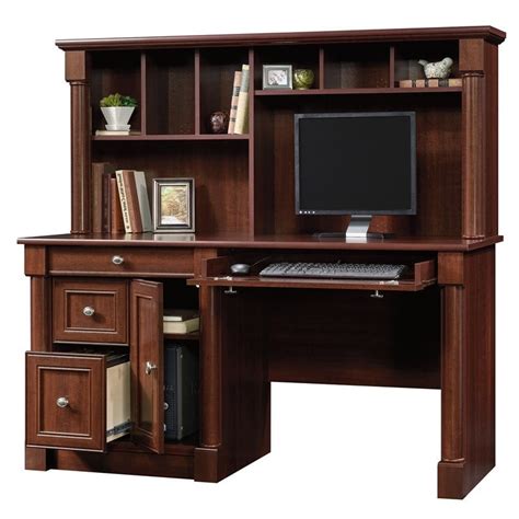 Sauder Palladia Computer Desk with Hutch in Cherry - 420513