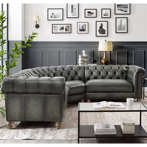 Allington Grey Leather Chesterfield Corner Sofa | Costco UK