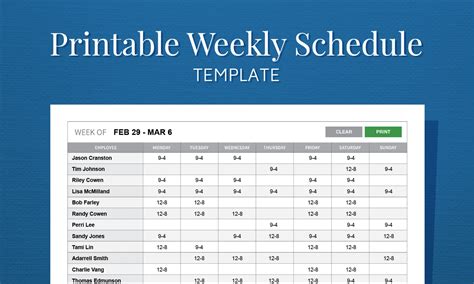 Employee Schedule Template Free Download