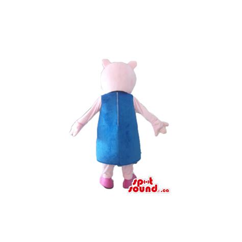 Peppa Pig in blue robe cartoon character Mascot costume - SpotSound Mascots in Canada / US ...