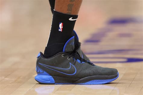 CHICAGO, ILLINOIS – DECEMBER 20: A detail of LeBron James #23 of the Los Angeles Lakers shoes ...