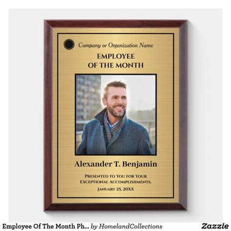 Employee Of The Month Photo Logo Gold Personalize Award Plaque | Zazzle | Personalized awards ...