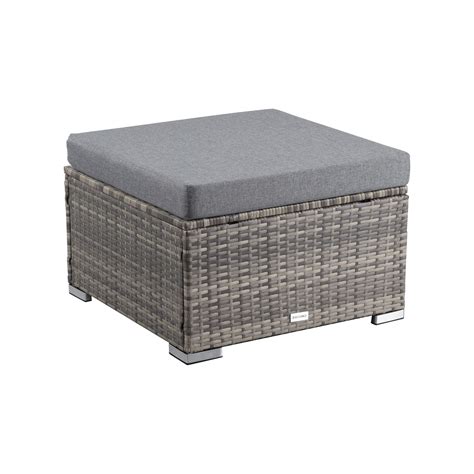 Outdoor wicker ottoman in Grey - Dreamo Living