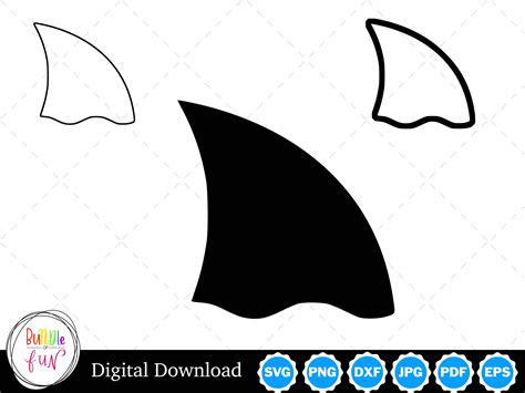 Shark Fin Silhouette With Two Outlines Shark Fin SVG Shark | Etsy