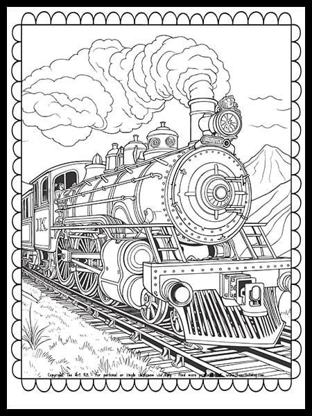 FREE Printable Train Coloring Page - The Art Kit