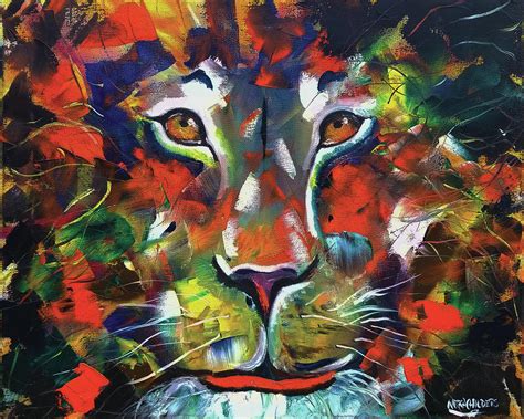 Mystical Lion Painting by Nora Childers