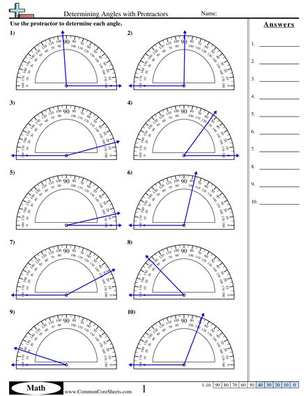 Determining Angles With Protractors Worksheets