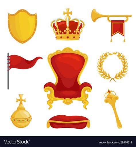 Monarchy symbol set royalty and authority wealth Vector Image