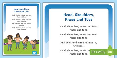 Head, Shoulders, Knees and Toes Nursery Rhyme Poster