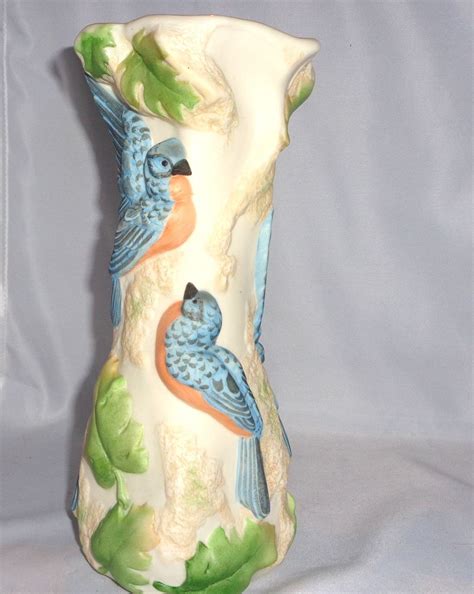 Cybis Bisque Porcelain Vase With Birds And Leaves All Around from barkusfarm on Ruby Lane