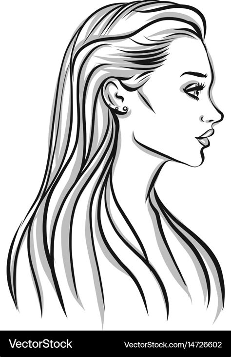 Beautiful woman silhouette with long hair Vector Image