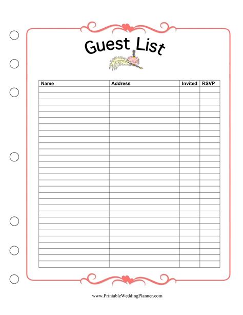 Wedding Guest List Spreadsheet | Templates at allbusinesstemplates.com