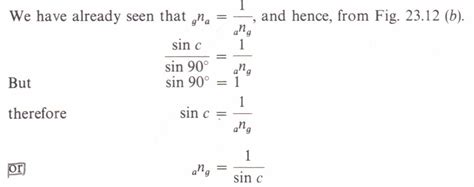 Critical Angle Formula