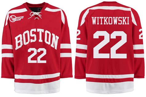 Boston University Terriers BU 22 Jake Witkowski Red Stitched Hockey Jersey