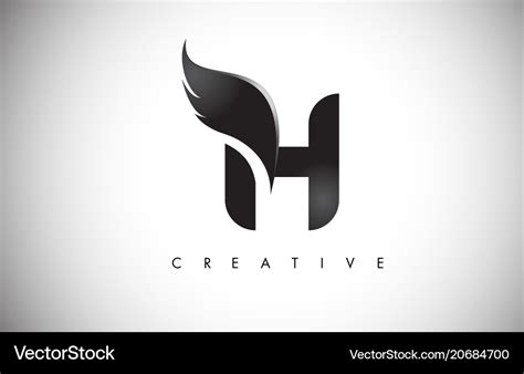 H letter wings logo design with black bird fly Vector Image