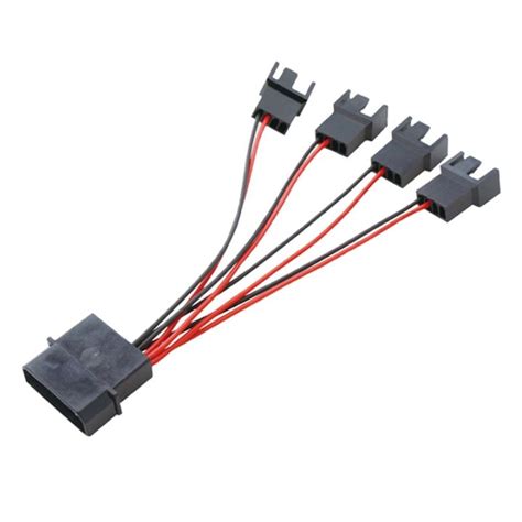 4Pin Molex to Fan Power Splitter Cable 4-Pin IDE to 1/2/3/4 4Pin Fan Connector Black Sleeved Y ...