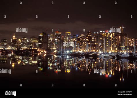 Vancouver skyline at night Stock Photo - Alamy