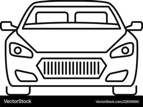 Front modern car icon outline style Royalty Free Vector